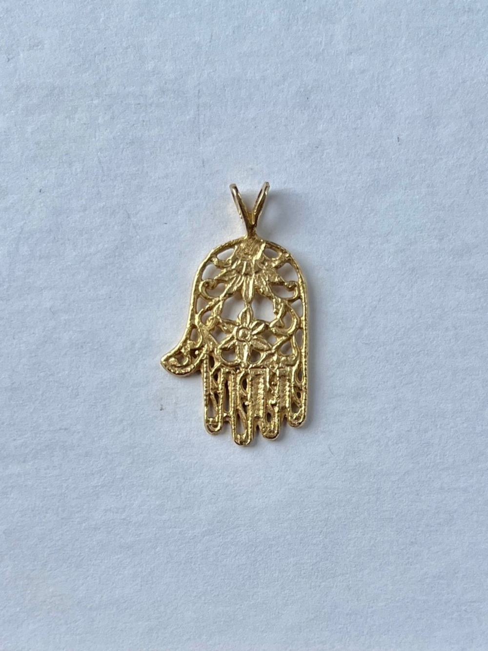 10k Yellow Gold Hamsa Hand Pendant